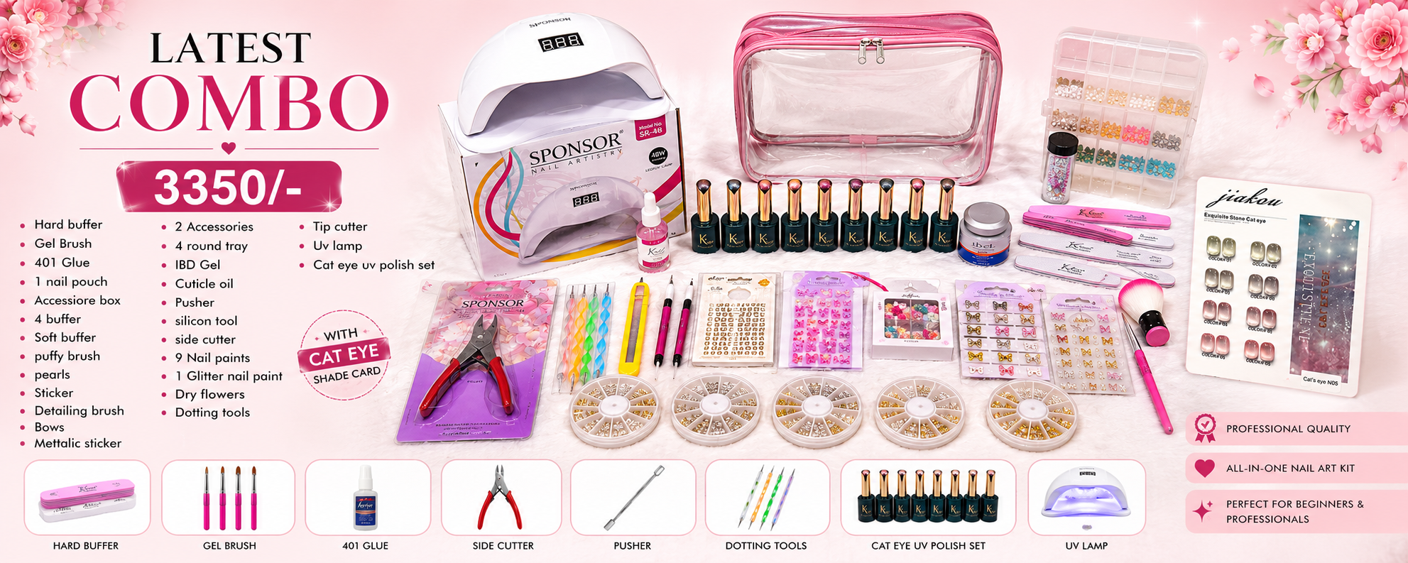 Professional Nail Art Combo Kit | UV Lamp & Gel Polish Set @  3350