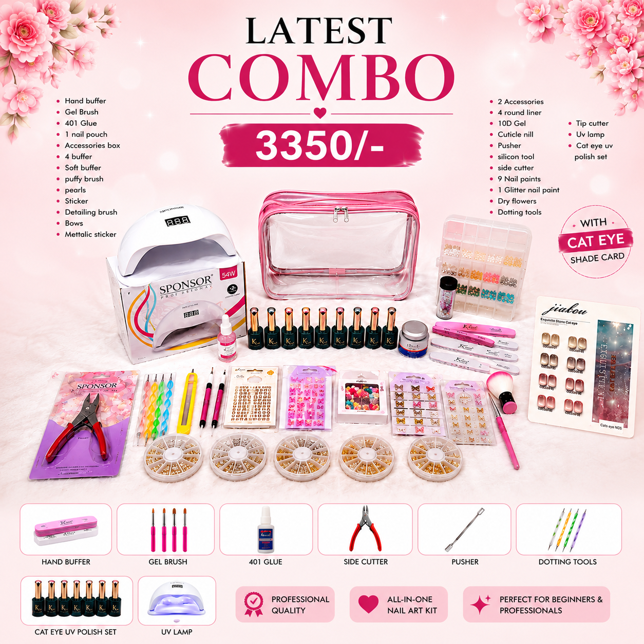 Professional Nail Art Combo Kit | UV Lamp & Gel Polish Set @  3350