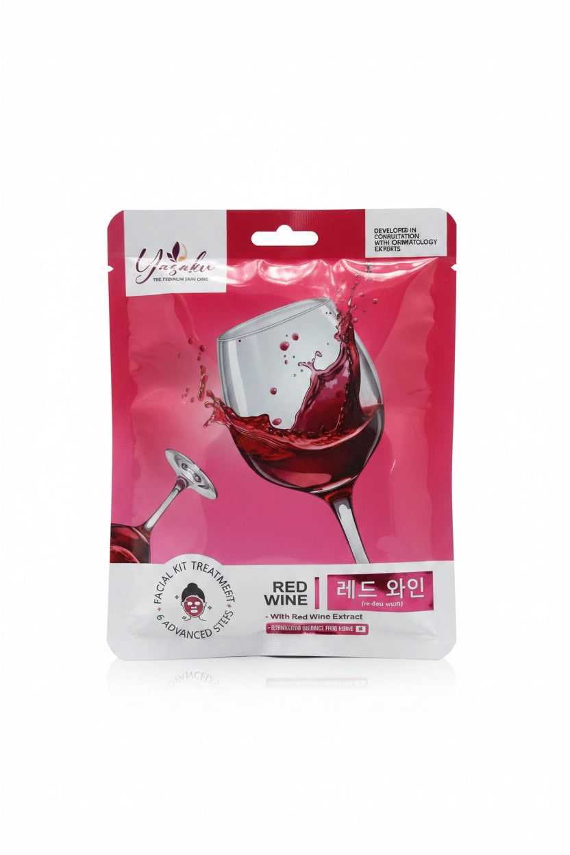 YASAKU RED WINE WITH RED WINE EXTRACT 6 ADVANCED STEPS FACIAL KIT