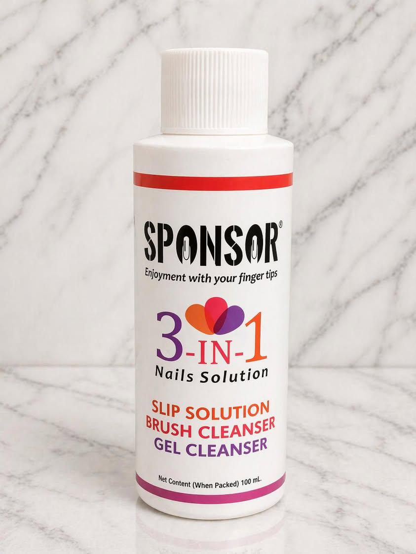SPONSOR 3-IN-1 NAIL SOLUTION (SLIP SOLUTION,BRUSH CLEANSER, GEL CLEANSER 100ML)(pln)