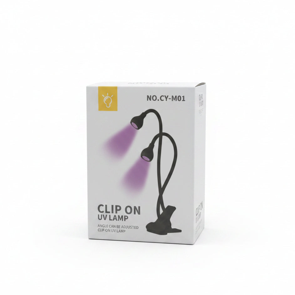 DUAL-HEAD LED CLIP-ON UV LAMP WITH FLEXIBLE GOOSENECK (BLACK)