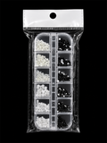 PEARL AND RHINESTONE NAIL ART ACCESSORIES IN A STORAGE BOX