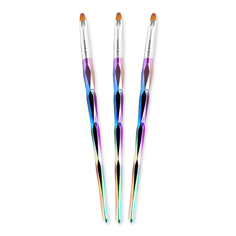 SHILLS PROFESSIONAL NAIL ART METAL HANDLE RAINBOW COLOR BRUSH SET