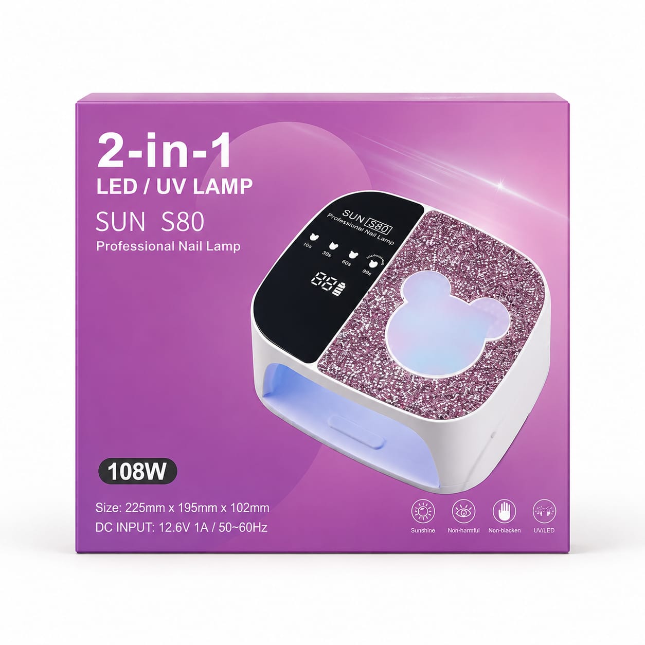 2-in-1 LED/ UV LAMP SUN S80 PROFESSIONAL NAIL LAMP ( CHARGABLE / PORTABLE)