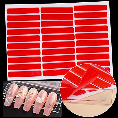 DOUBLE SIDED NAIL ADHESIVE TAPE PRESS ON STICKER -COLOR CODE:RED